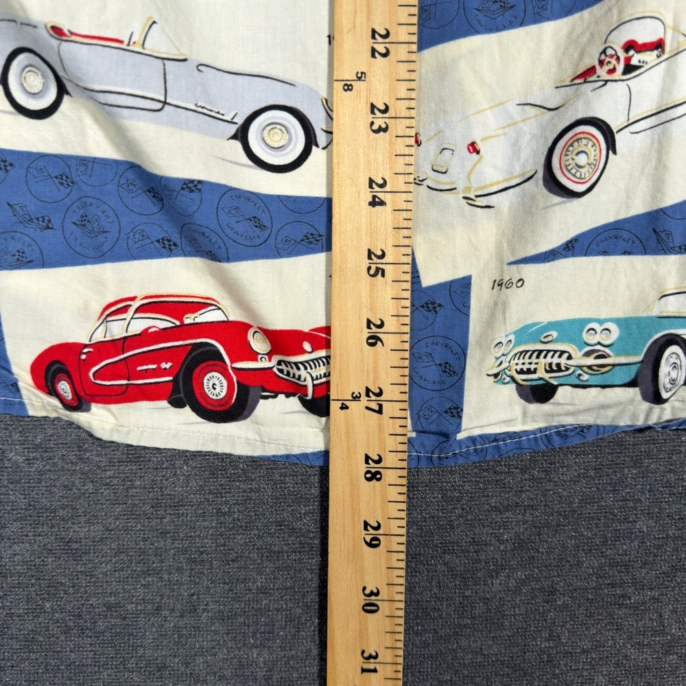Vintage Reyn Spooner Hawaiian Shirt Mens L Blue Classic Corvette Car Print 60's - Picture 6 of 7